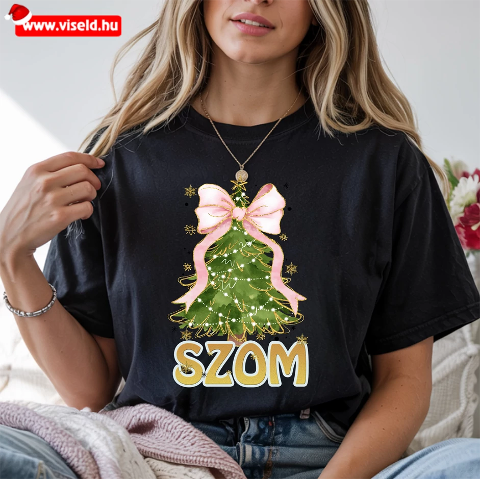 Karácsonyfa csajos póló