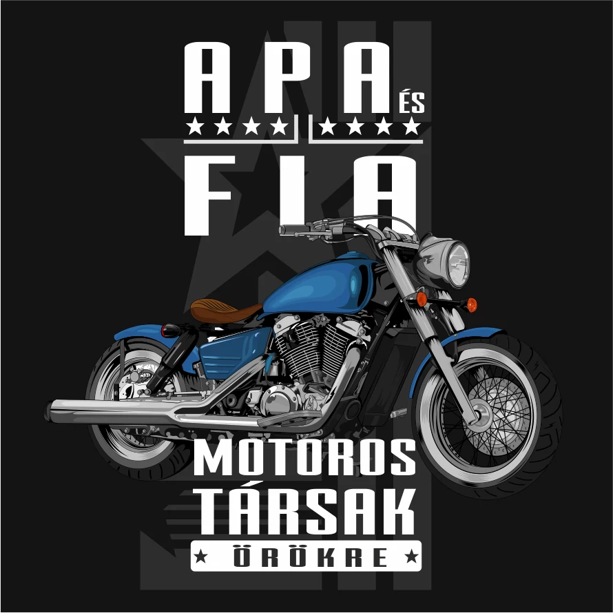 Apa és fia motoros társak páros póló