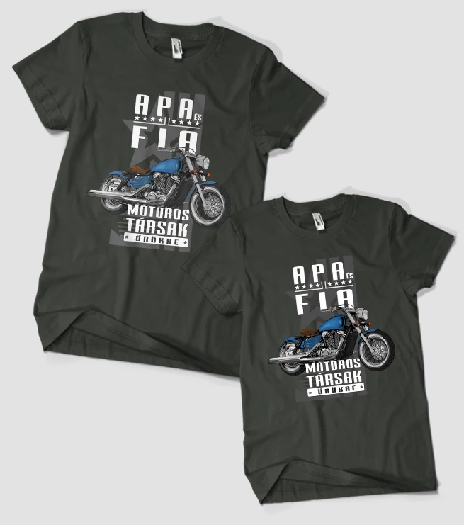 Apa és fia motoros társak páros póló