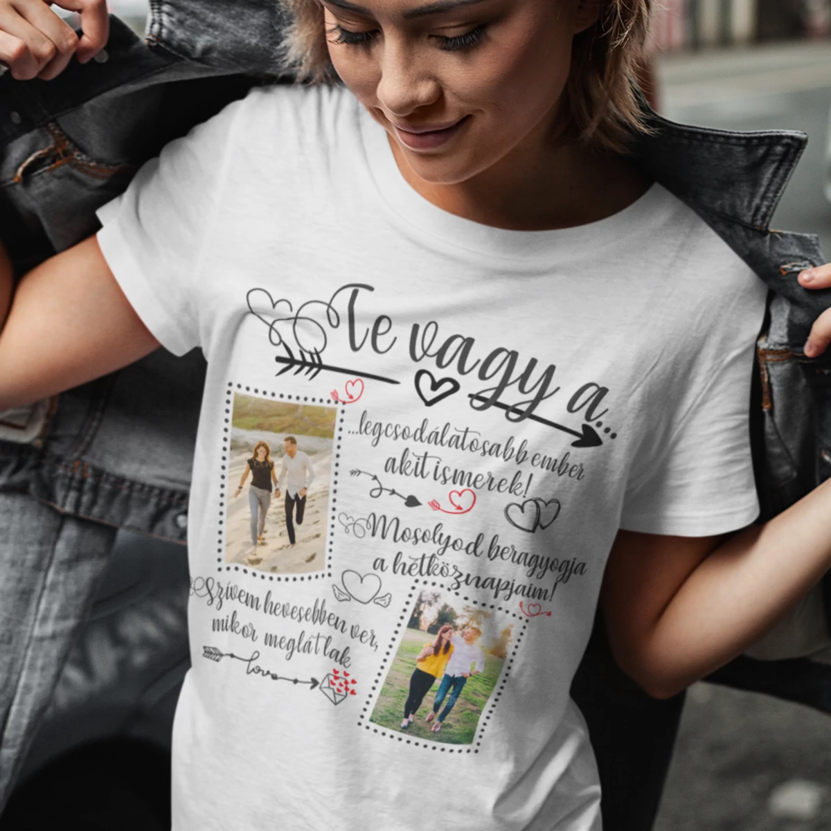 Szívhez szóló fényképes női póló